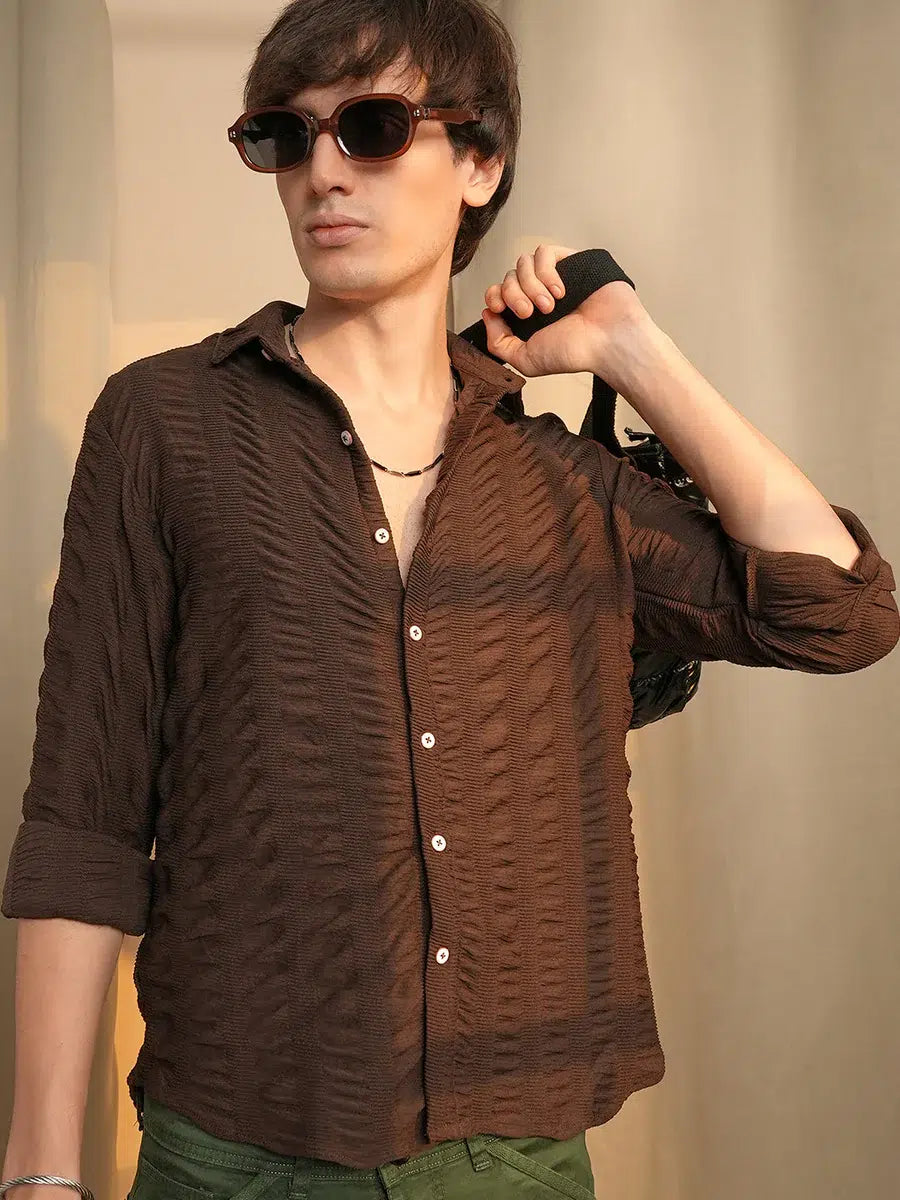 Mens brown shirt high quality material with comfort