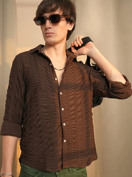 Mens brown shirt high quality material with comfort