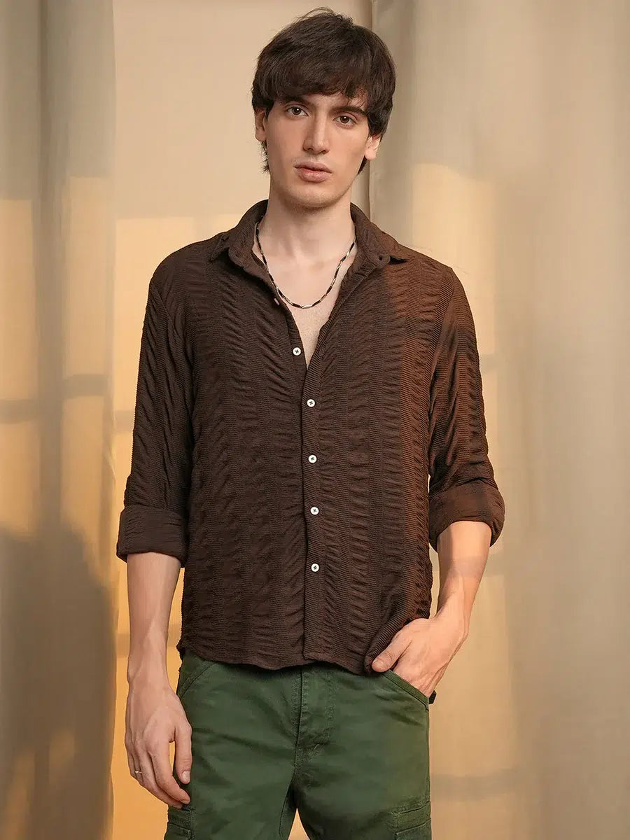 Mens brown shirt high quality material with comfort