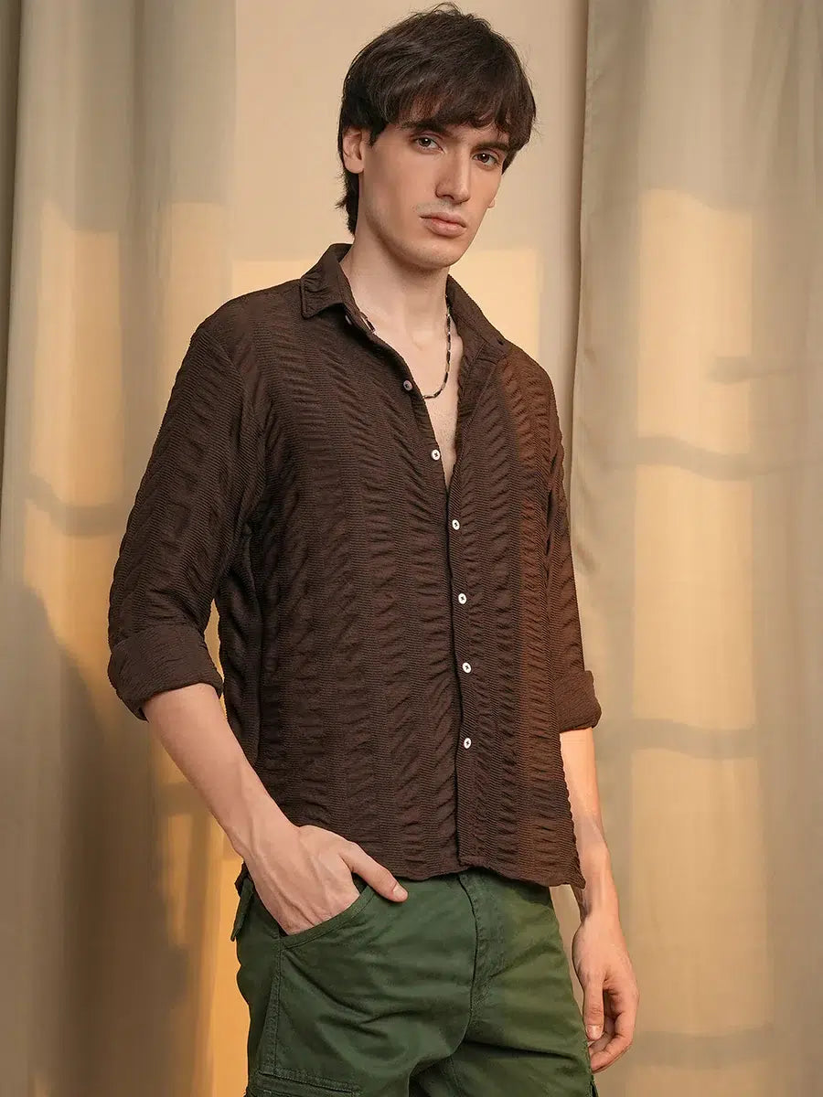 Mens brown shirt high quality material with comfort
